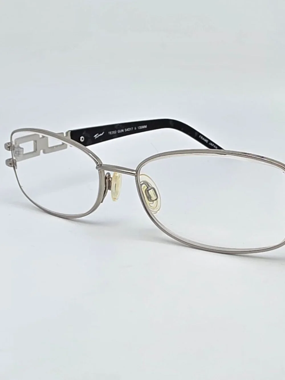 Tura TE202 Silver Black Tortoise Rhinestone Eyeglasses Frame Japan 54-17-135